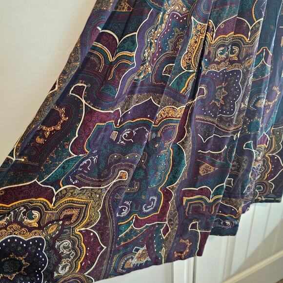 Vintage Michael Taylor Paisley Skirt Women 1X Purple 80s Preppy Cottage Academia - Picture 4 of 9